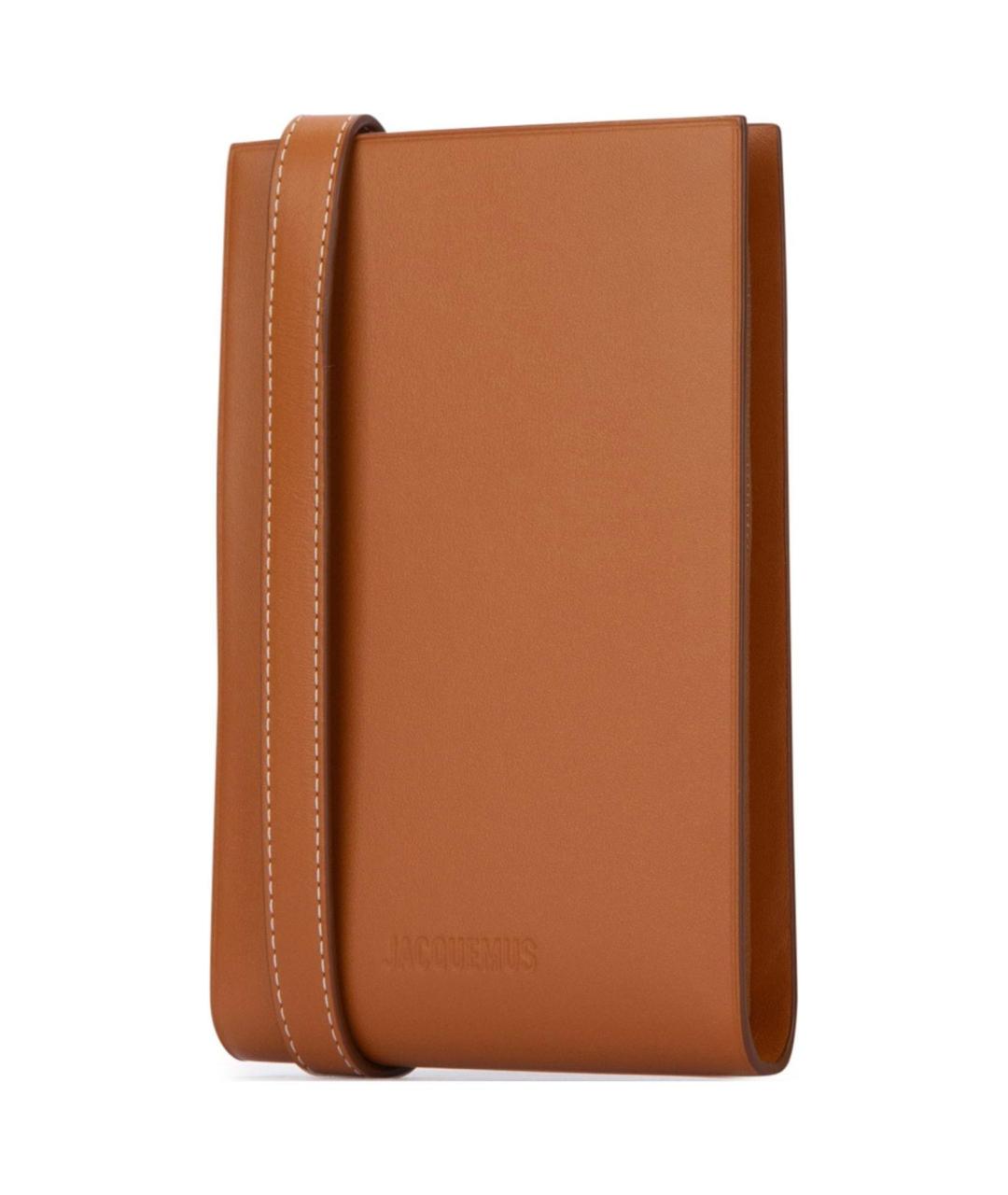 JACQUEMUS Коричневая кожаная папка для документов, фото 2