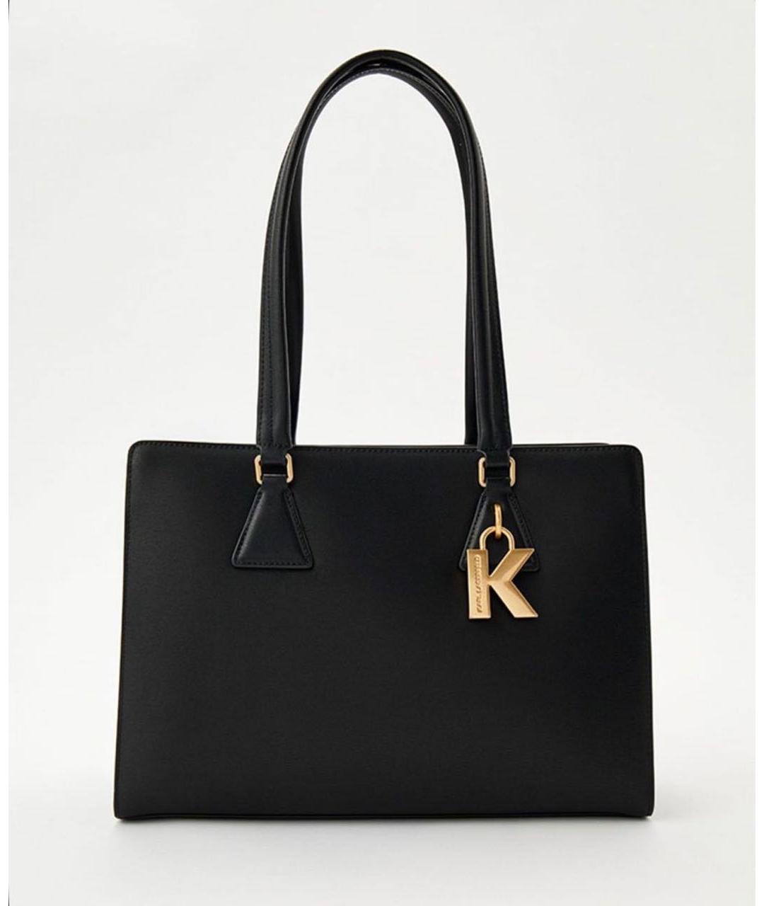 KARL LAGERFELD Черная кожаная сумка тоут, фото 6