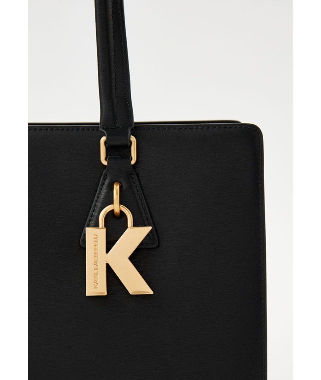 KARL LAGERFELD Черная кожаная сумка тоут, фото 4