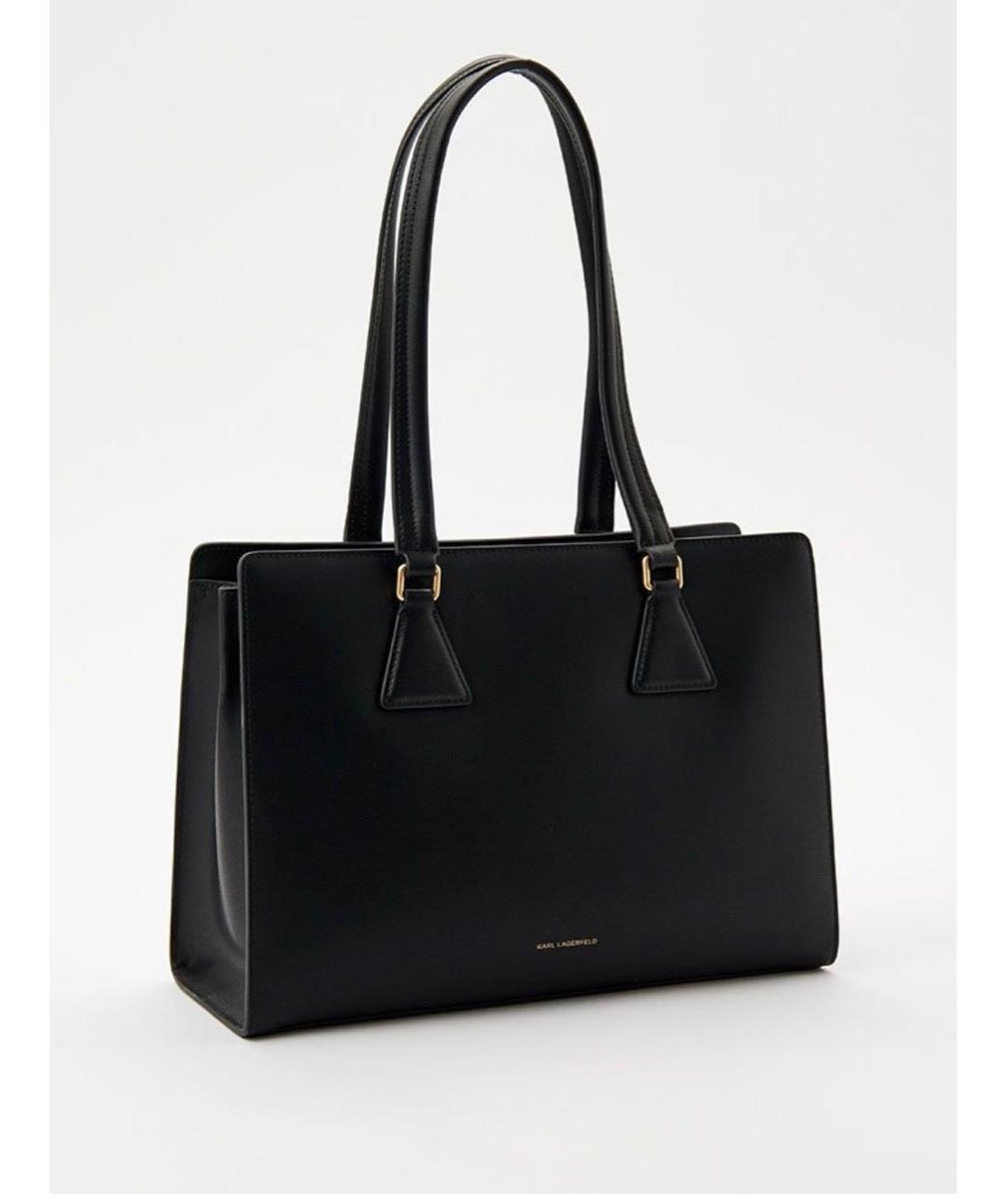 KARL LAGERFELD Черная кожаная сумка тоут, фото 3