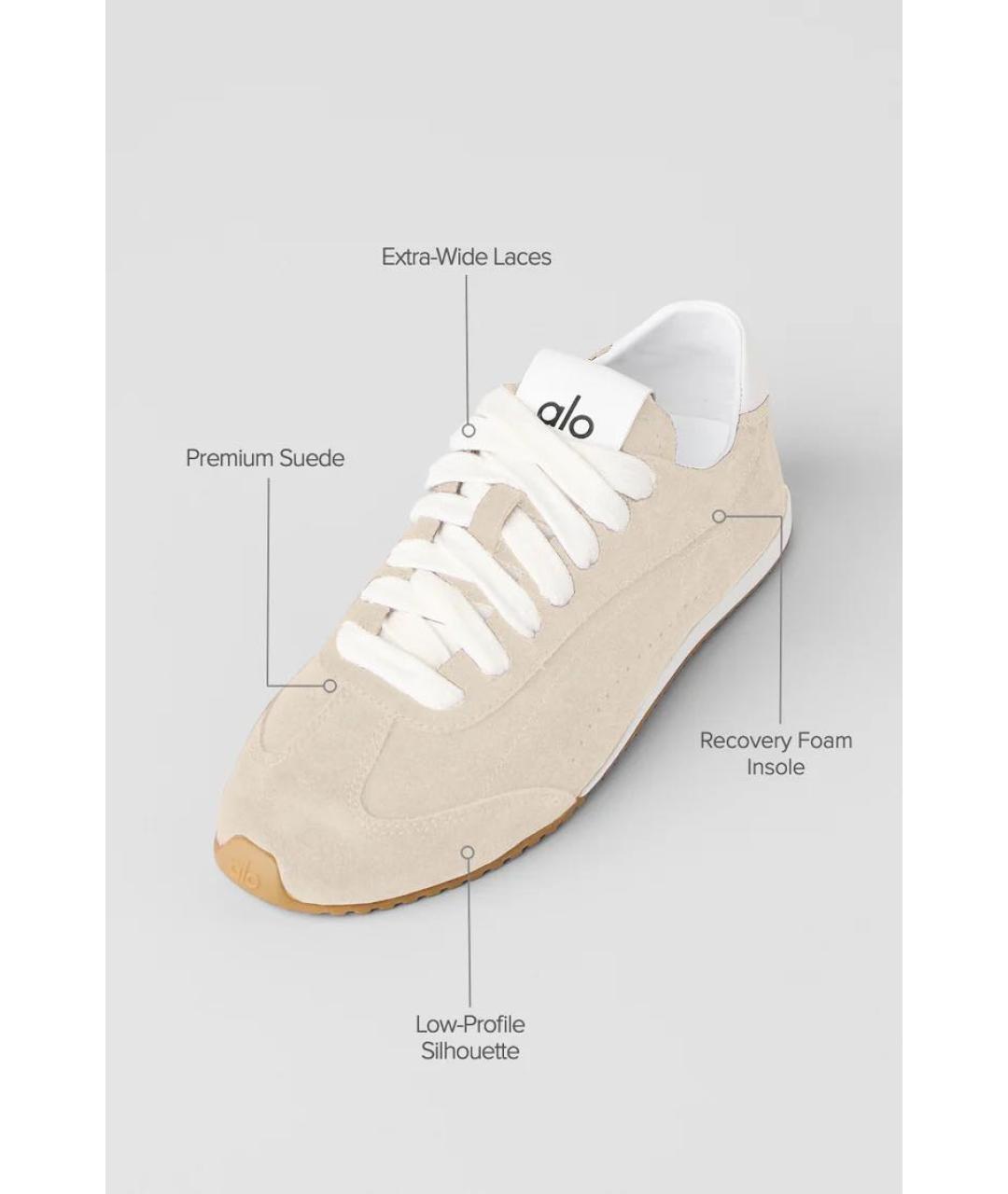 ALO YOGA Бежевые замшевые кроссовки, фото 4