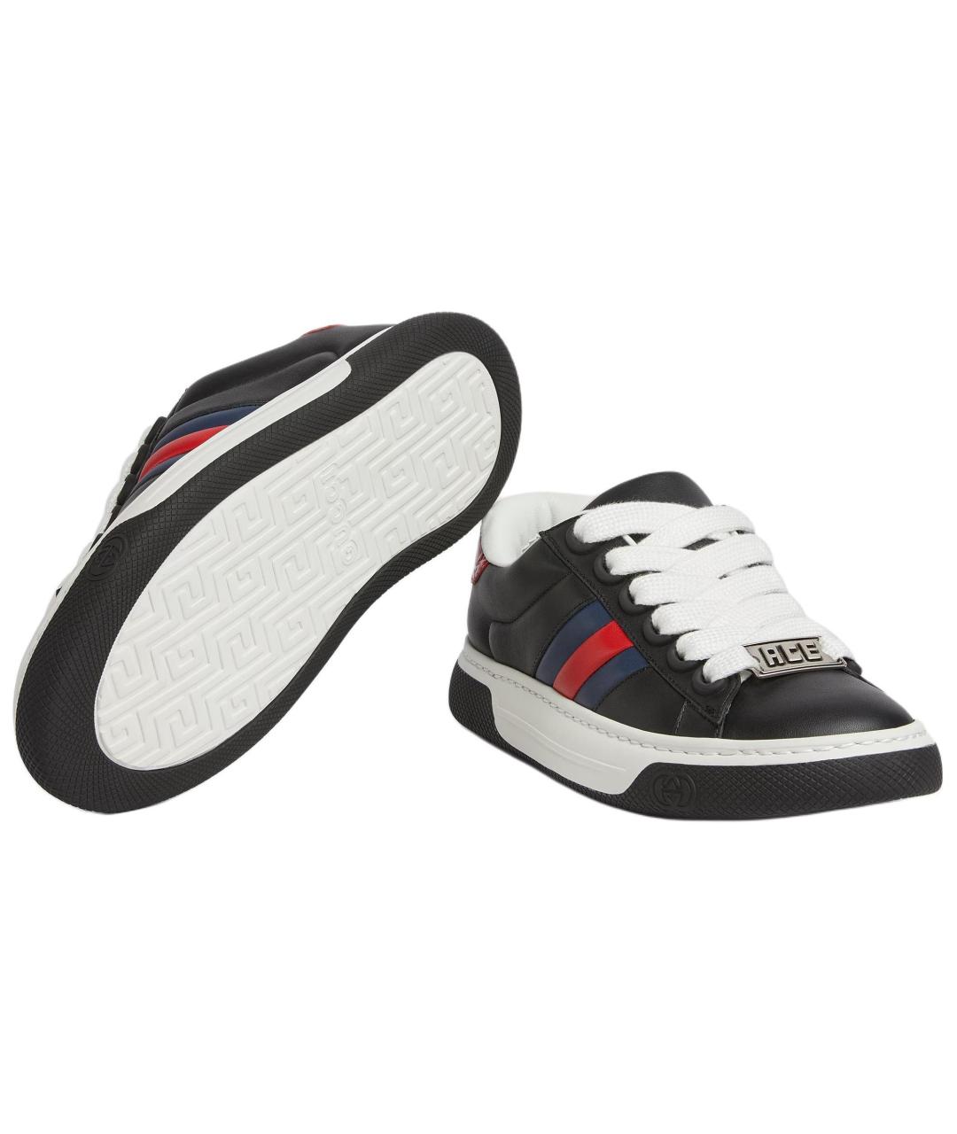 GUCCI Черные кожаные кроссовки, фото 6