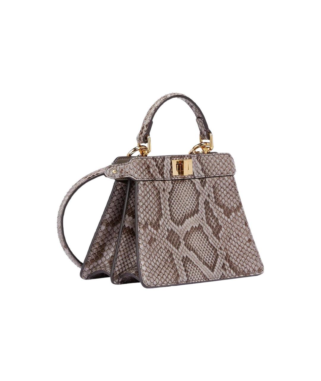 FENDI Коричневая сумка через плечо из экзотической кожи, фото 3