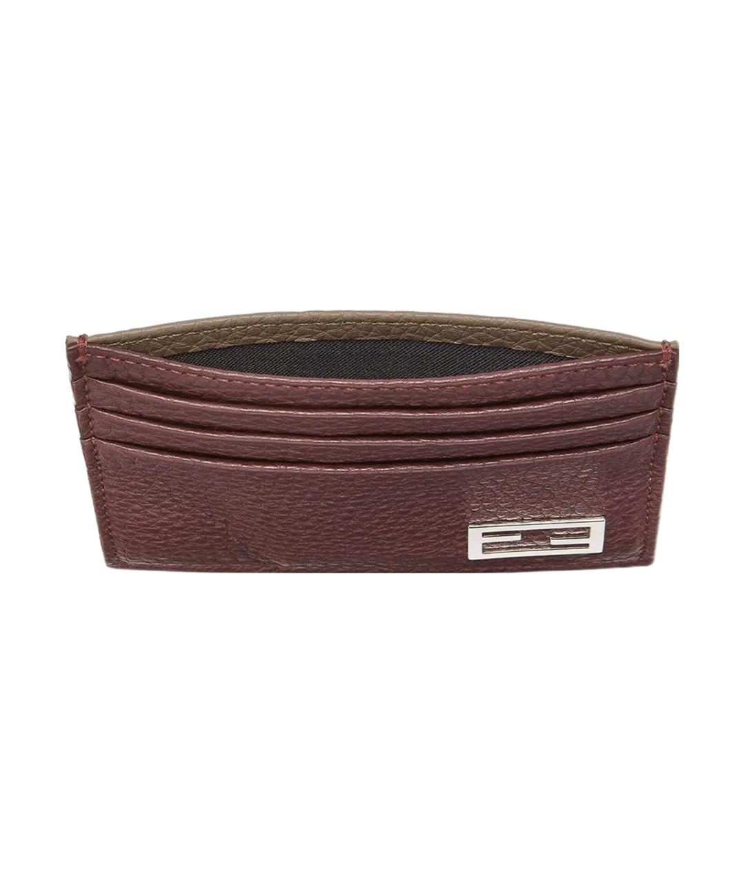 FENDI Бордовый кожаный кардхолдер, фото 4