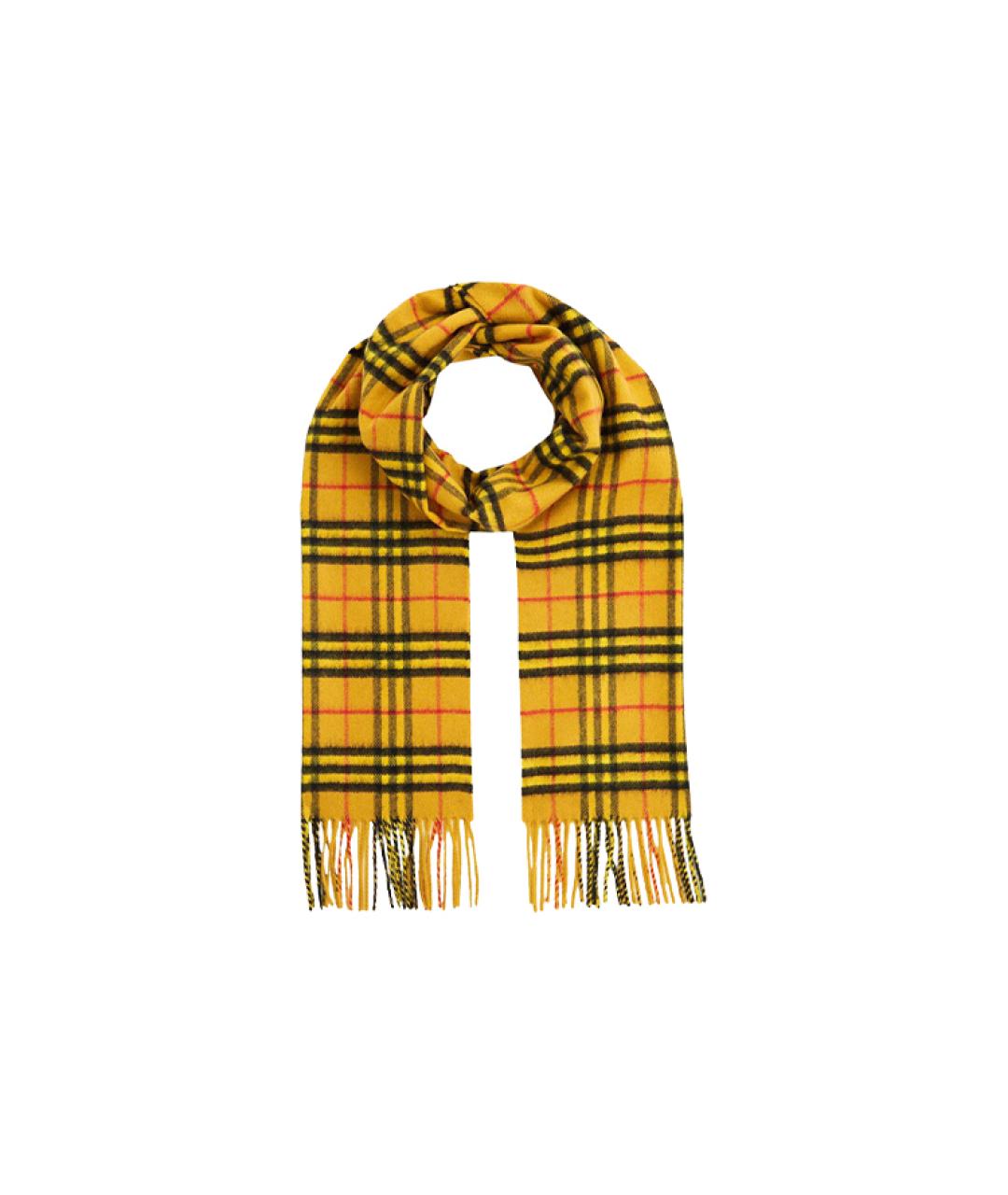 BURBERRY Желтый кашемировый шарф, фото 2