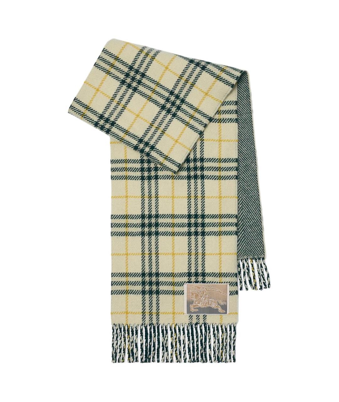 BURBERRY Зеленый шерстяной шарф, фото 1