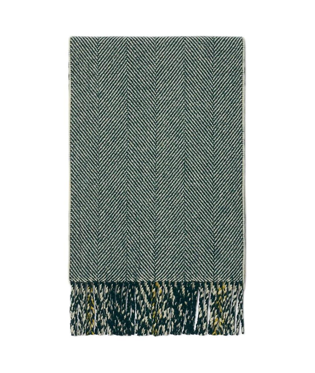 BURBERRY Зеленый шерстяной шарф, фото 2