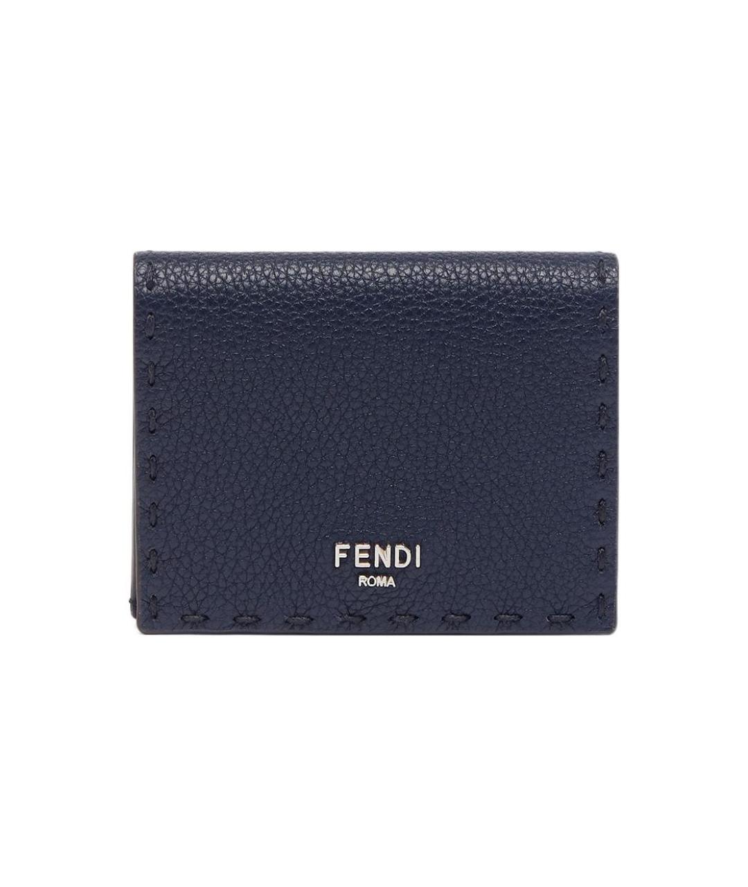 FENDI Темно-синий кожаный кошелек, фото 1