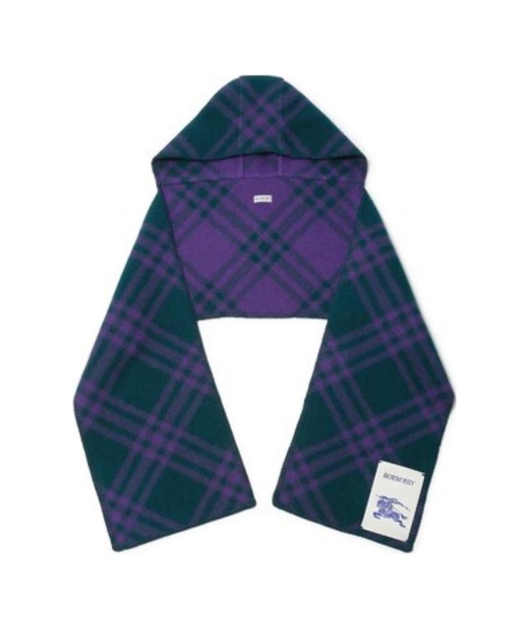 BURBERRY Фиолетовый шерстяной шарф, фото 2