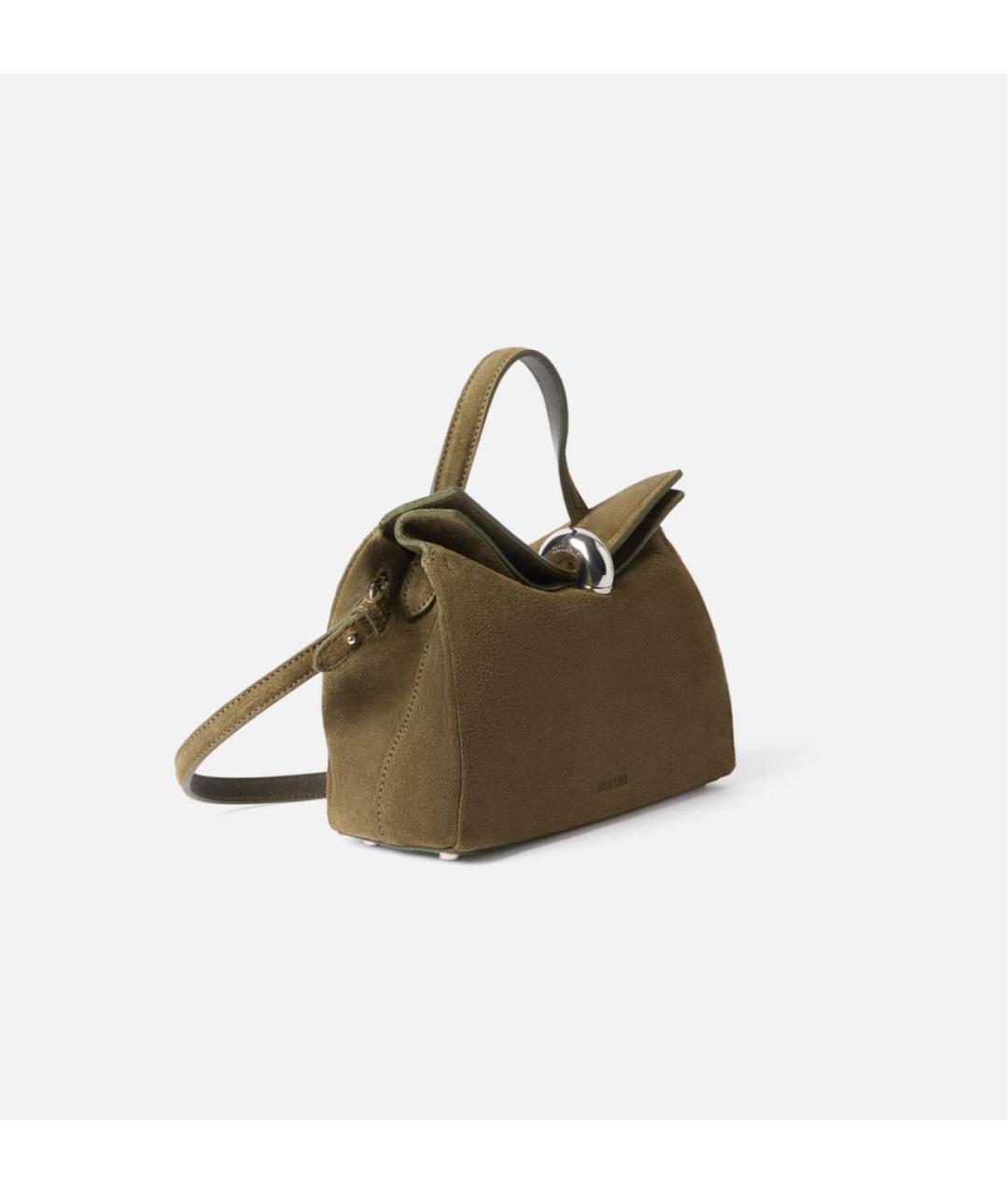 JACQUEMUS Хаки замшевая сумка тоут, фото 3