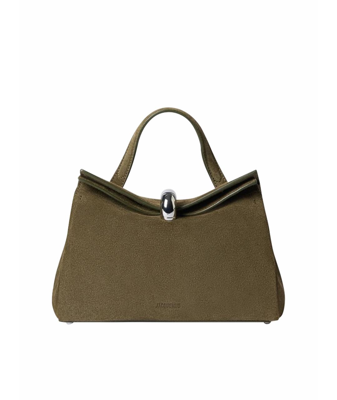 JACQUEMUS Хаки замшевая сумка тоут, фото 1
