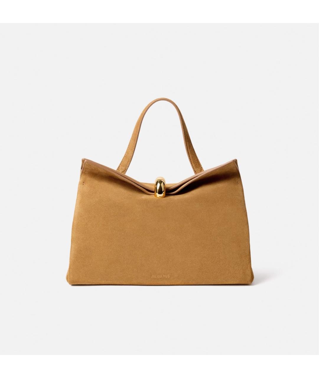 JACQUEMUS Бежевая замшевая сумка тоут, фото 5