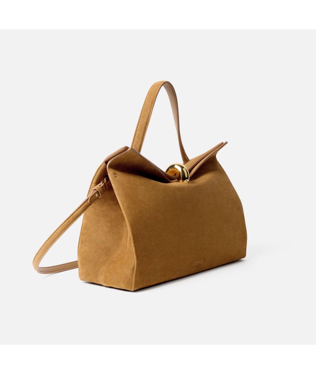 JACQUEMUS Бежевая замшевая сумка тоут, фото 4