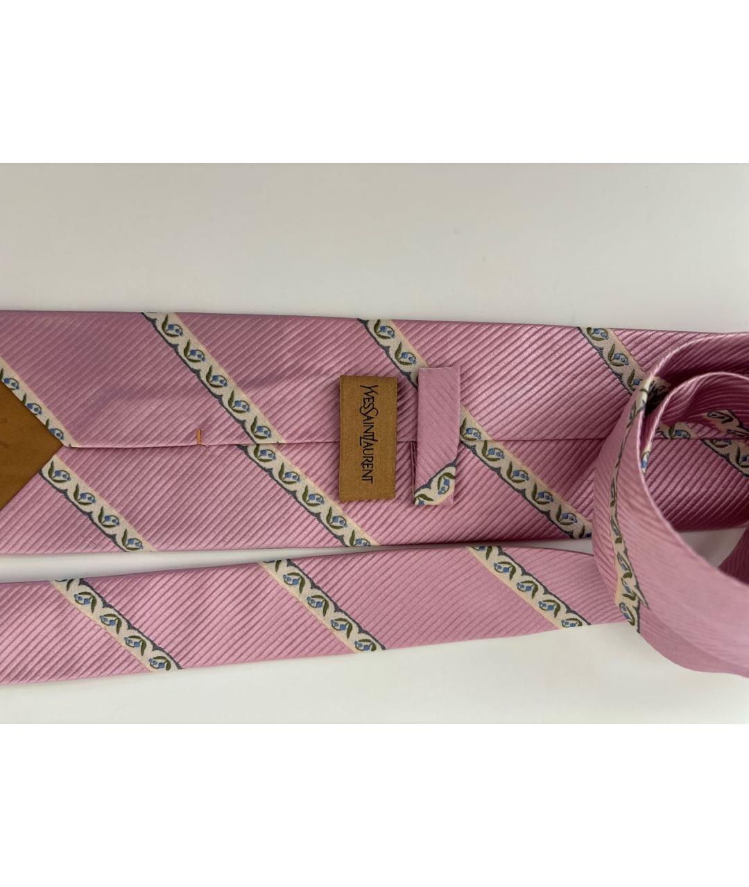 SAINT LAURENT Розовый шелковый галстук, фото 3