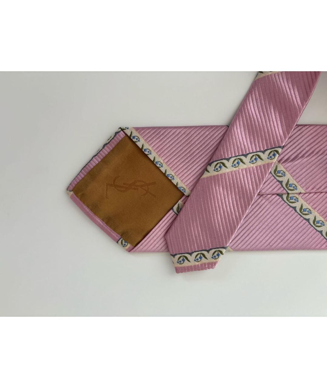 SAINT LAURENT Розовый шелковый галстук, фото 4