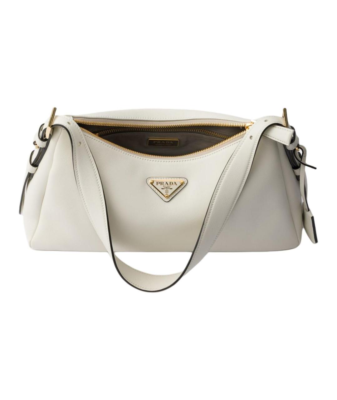 PRADA Белая кожаная сумка через плечо, фото 5