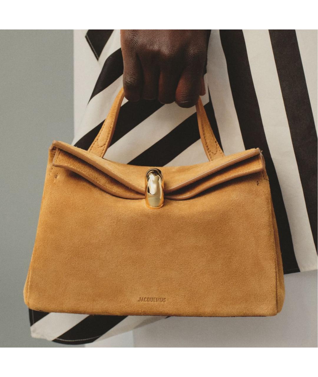 JACQUEMUS Бежевая замшевая сумка тоут, фото 2