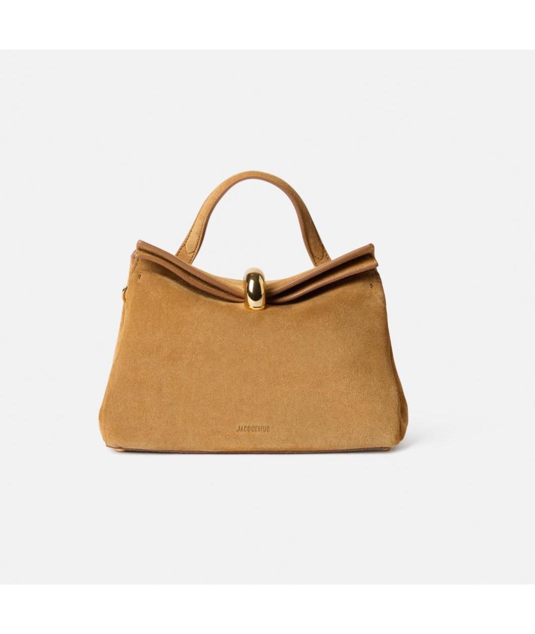 JACQUEMUS Бежевая замшевая сумка тоут, фото 5
