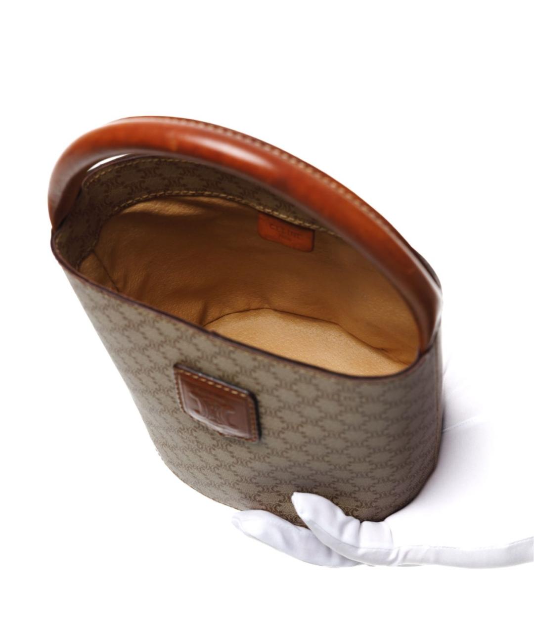 CELINE Бежевая кожаная сумка с короткими ручками, фото 8