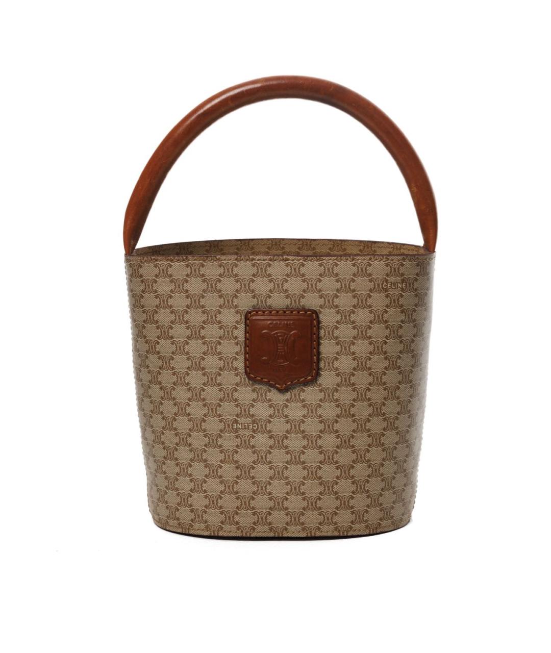 CELINE Бежевая кожаная сумка с короткими ручками, фото 9