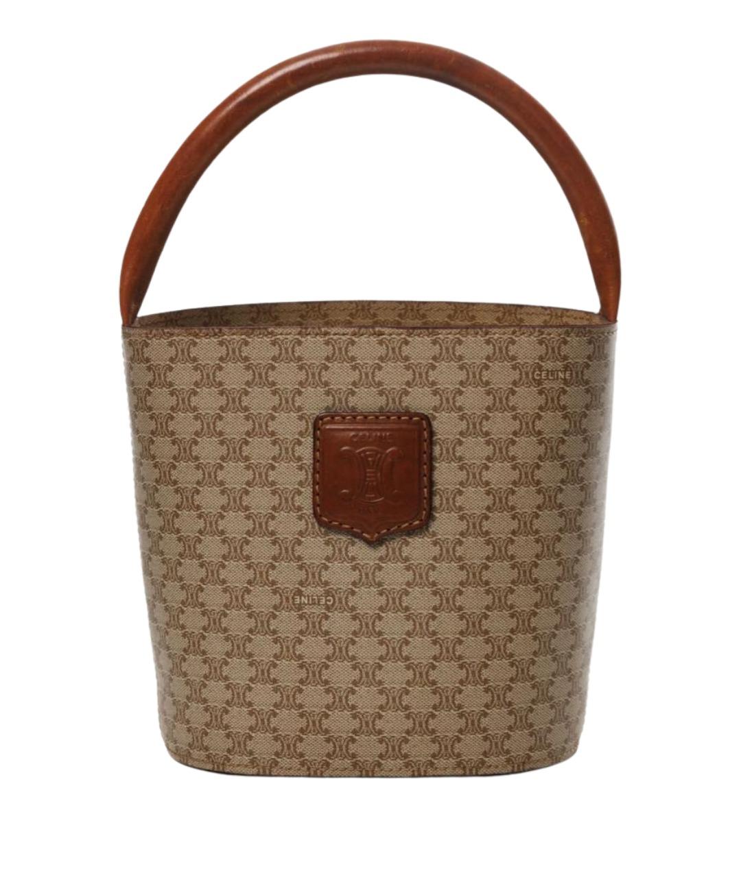 CELINE Бежевая кожаная сумка с короткими ручками, фото 1