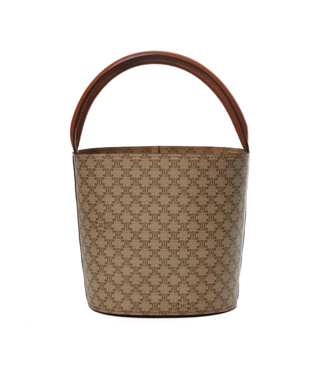 CELINE Бежевая кожаная сумка с короткими ручками, фото 2