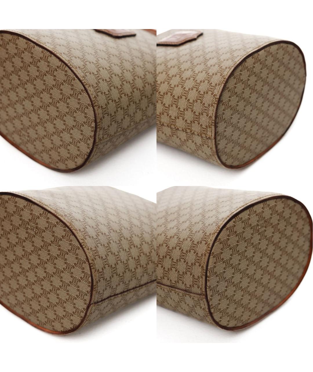 CELINE Бежевая кожаная сумка с короткими ручками, фото 5