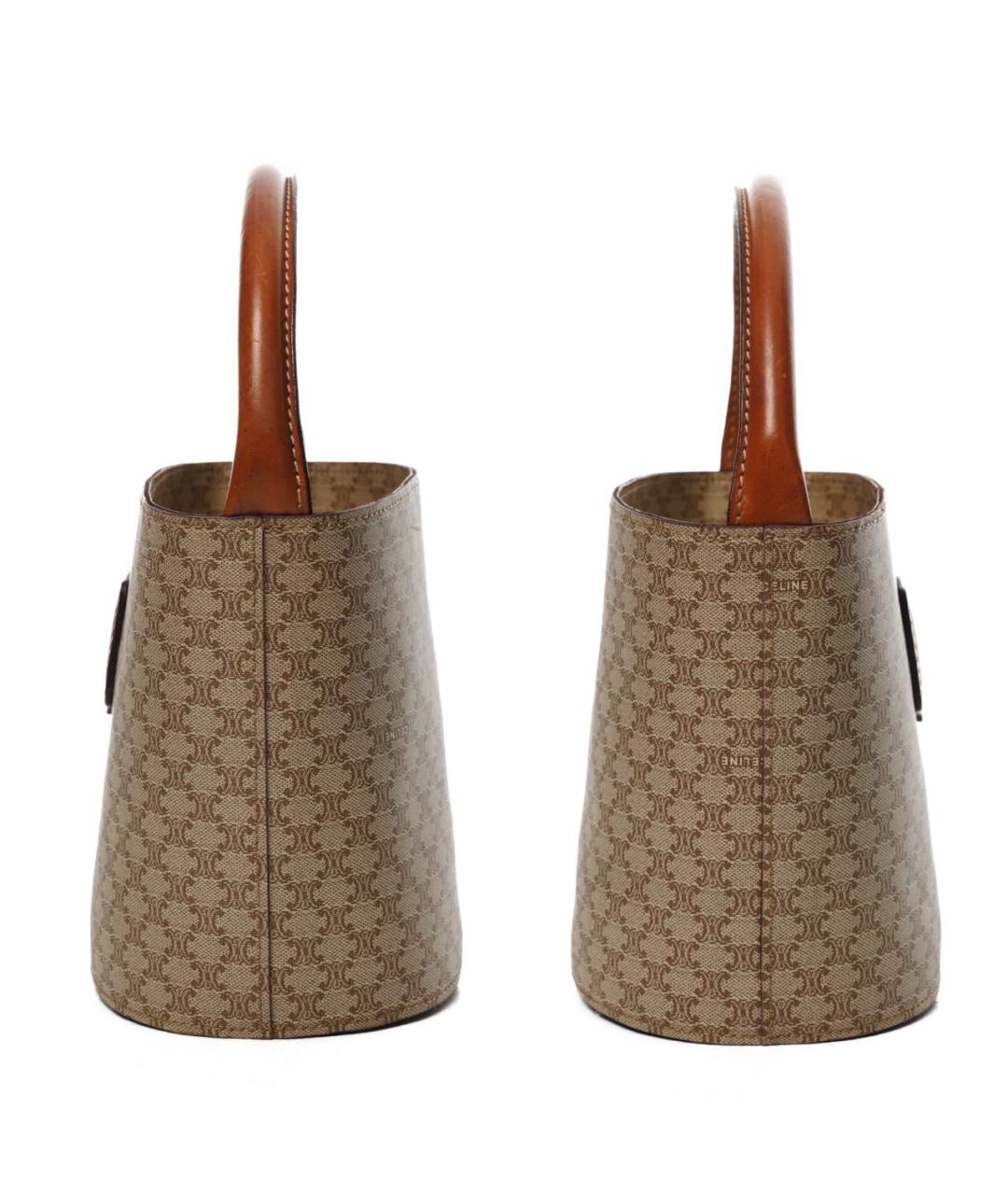 CELINE Бежевая кожаная сумка с короткими ручками, фото 3