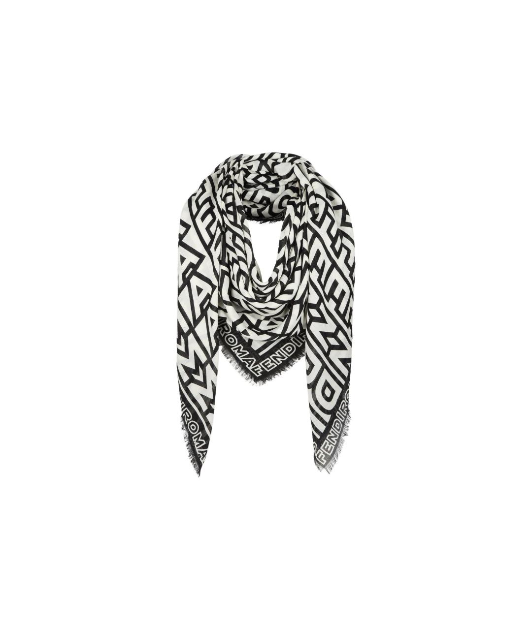 FENDI Белый шерстяной платок, фото 2