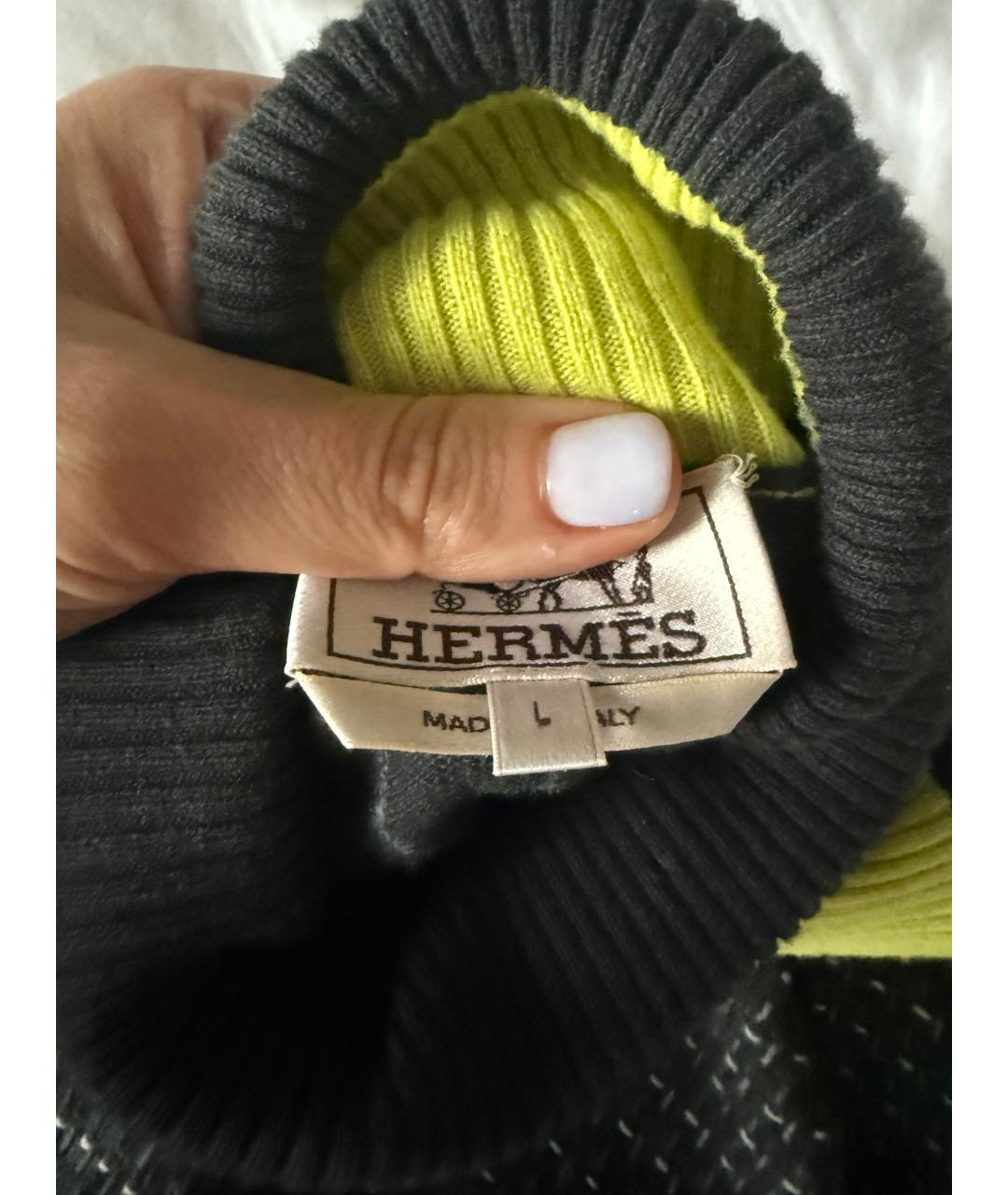 HERMES Серая шерстяная водолазка, фото 3