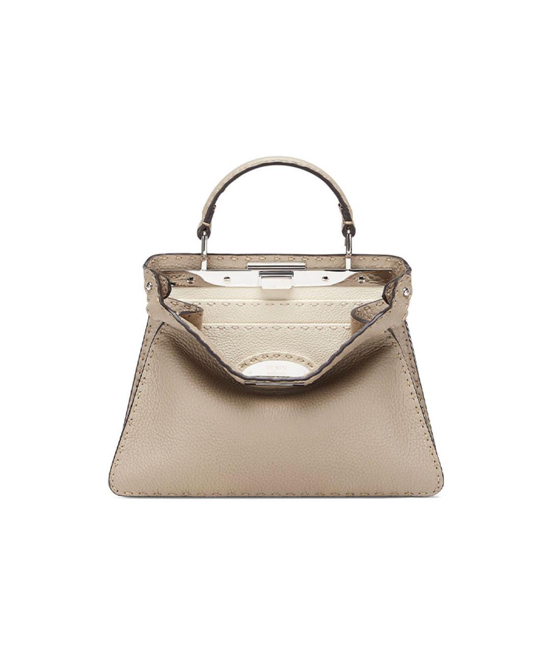 FENDI Бежевая кожаная сумка через плечо, фото 2