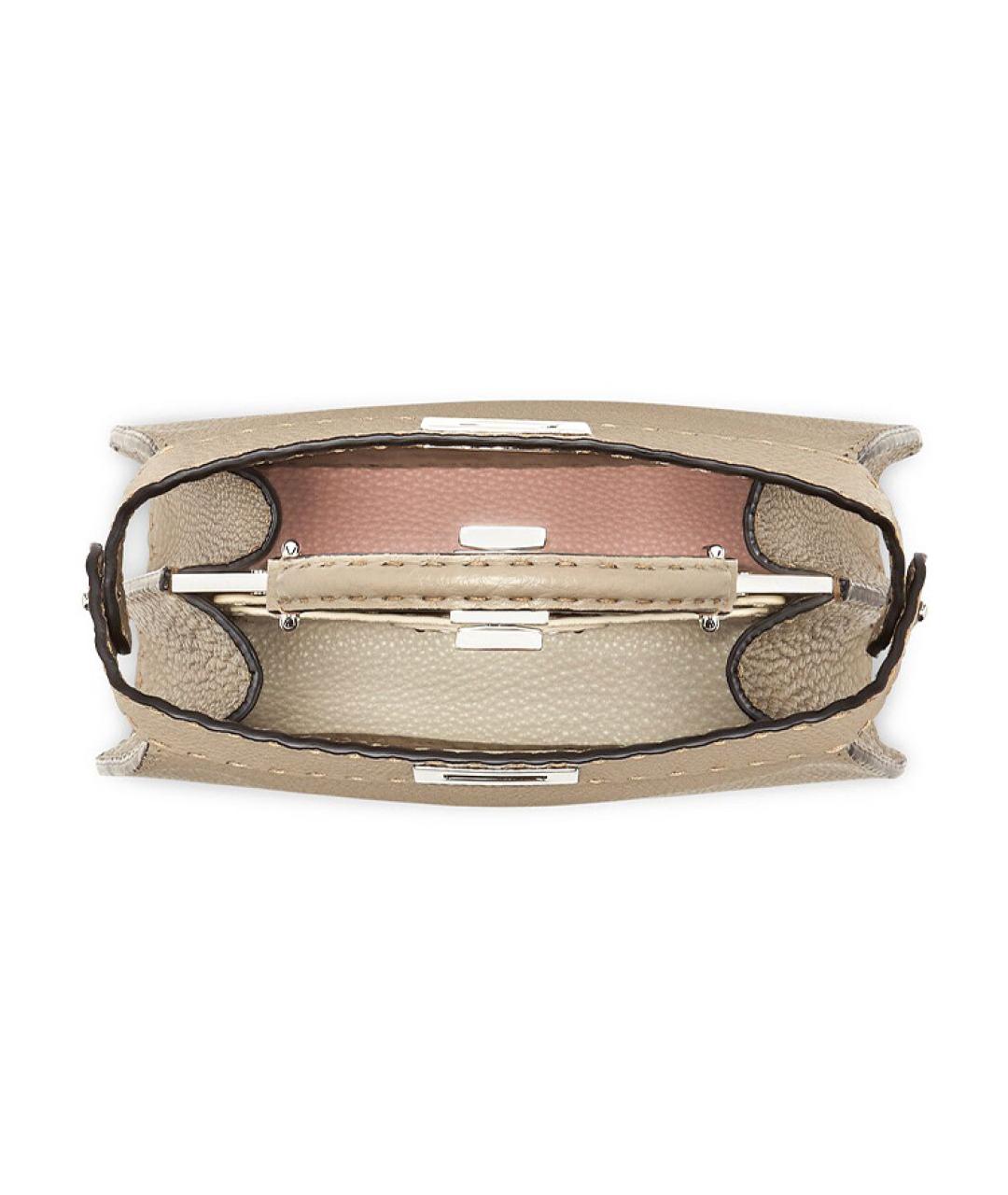 FENDI Бежевая кожаная сумка через плечо, фото 4