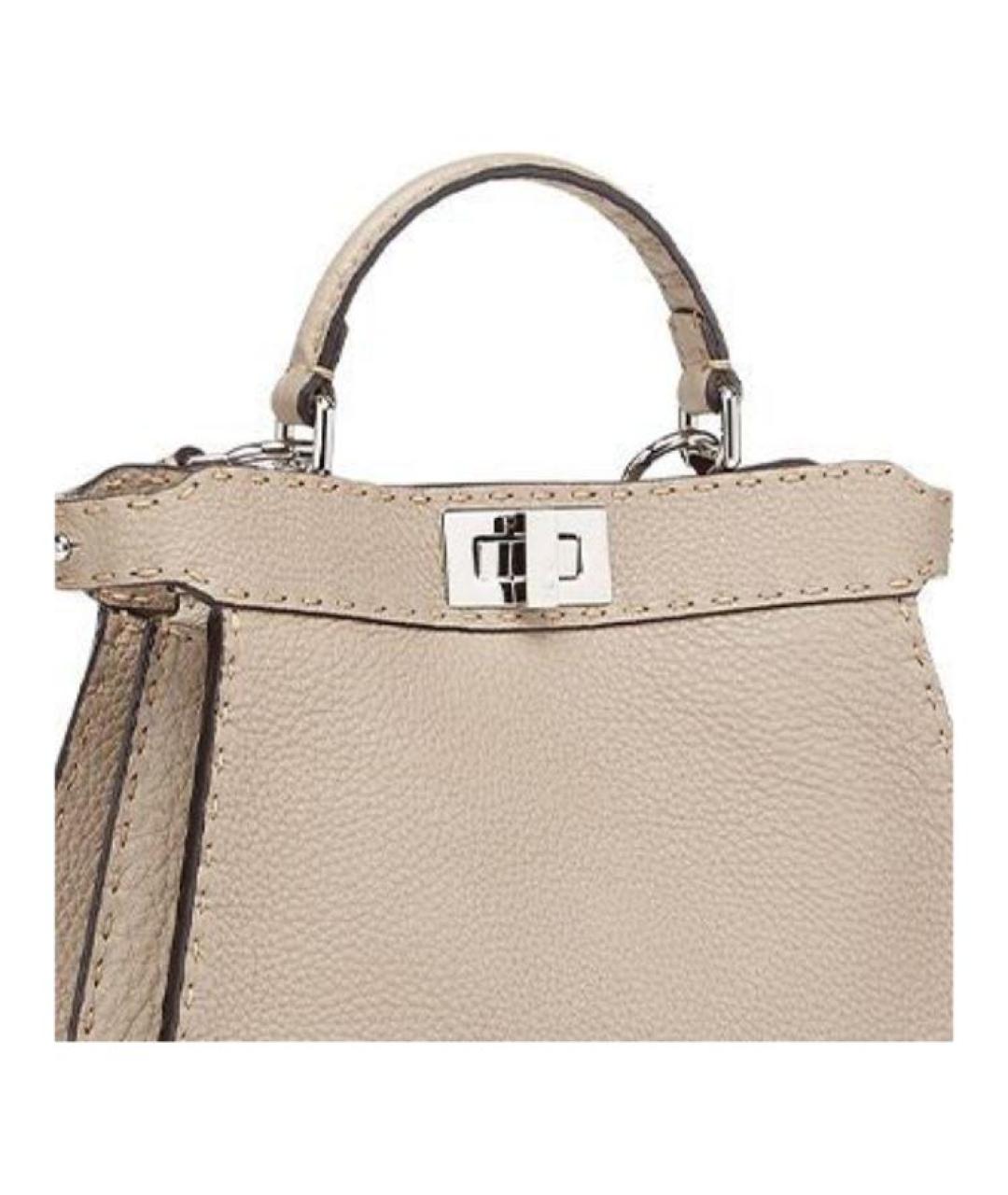 FENDI Бежевая кожаная сумка через плечо, фото 5