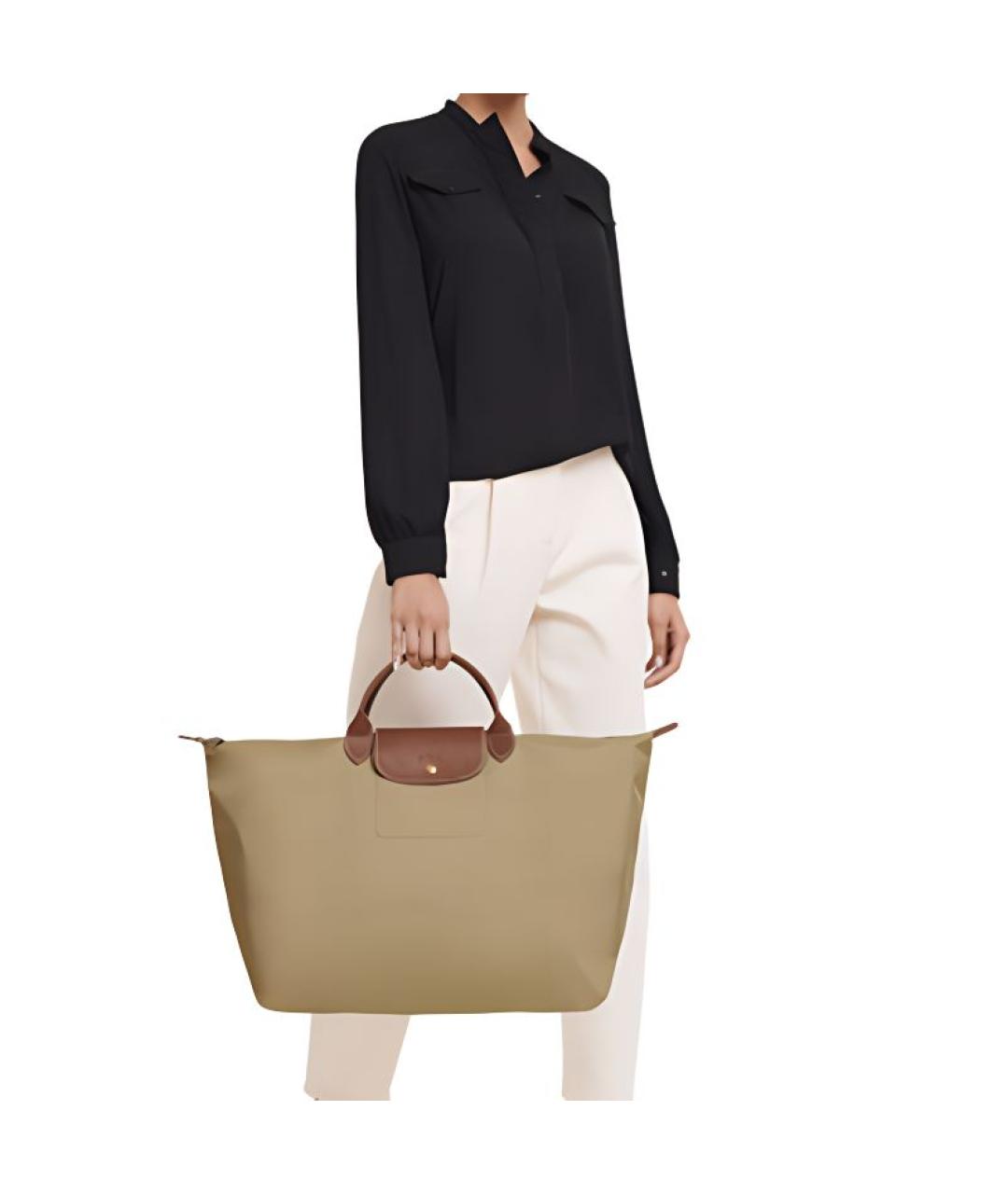 LONGCHAMP Бежевая сумка с короткими ручками, фото 5