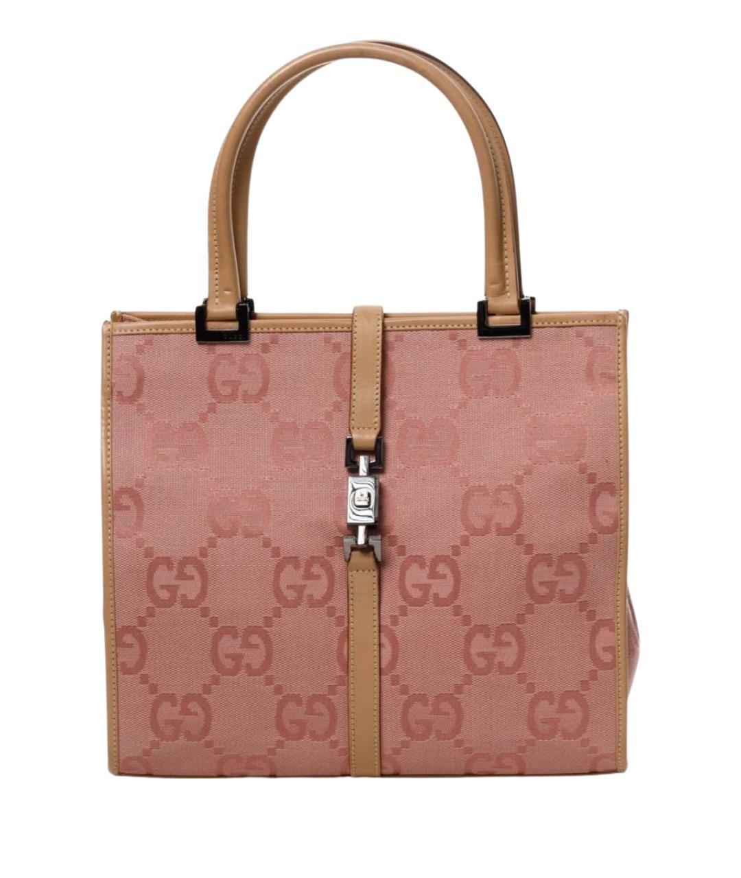 GUCCI Розовая жаккардовая сумка тоут, фото 1