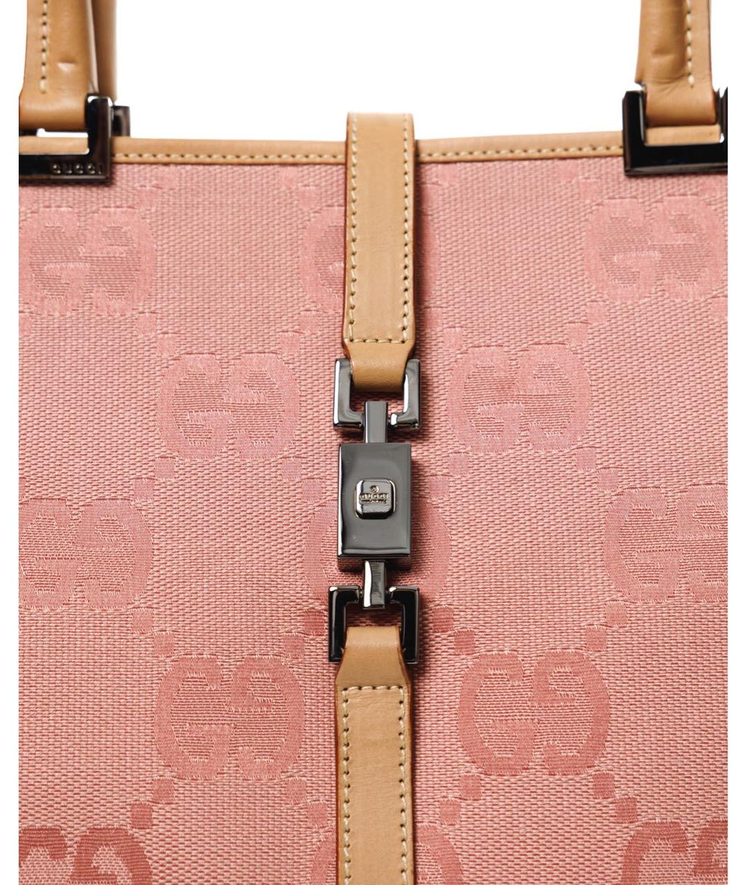 GUCCI Розовая жаккардовая сумка тоут, фото 7