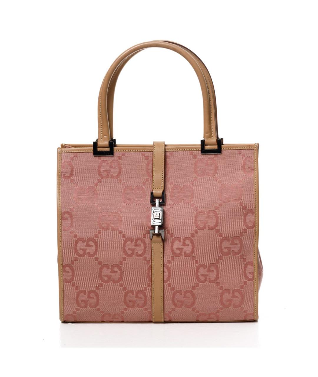 GUCCI Розовая жаккардовая сумка тоут, фото 9