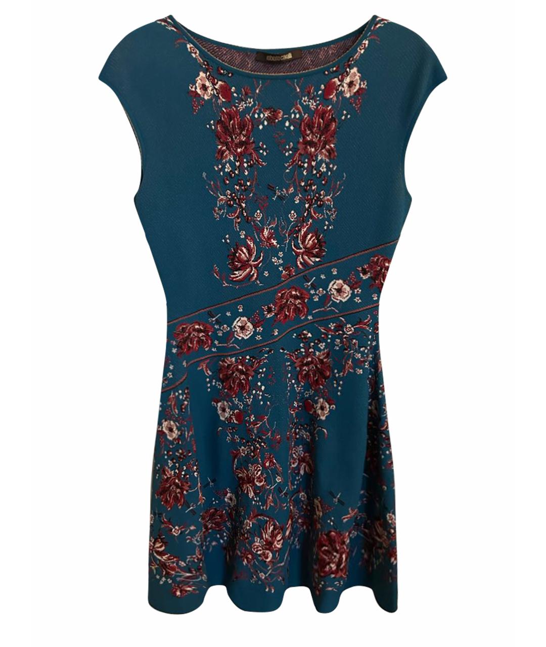 ROBERTO CAVALLI Синее вискозное коктейльное платье, фото 1