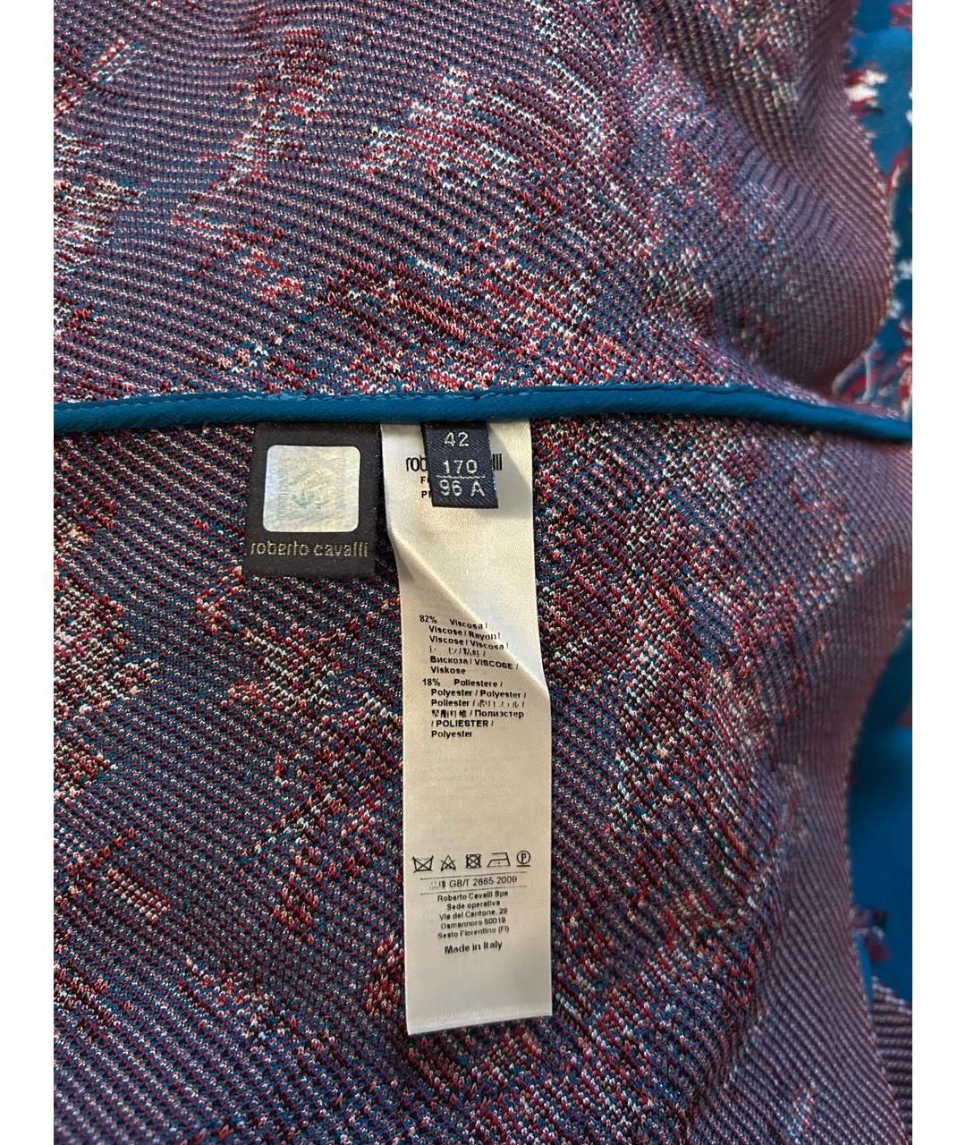 ROBERTO CAVALLI Синее вискозное коктейльное платье, фото 5