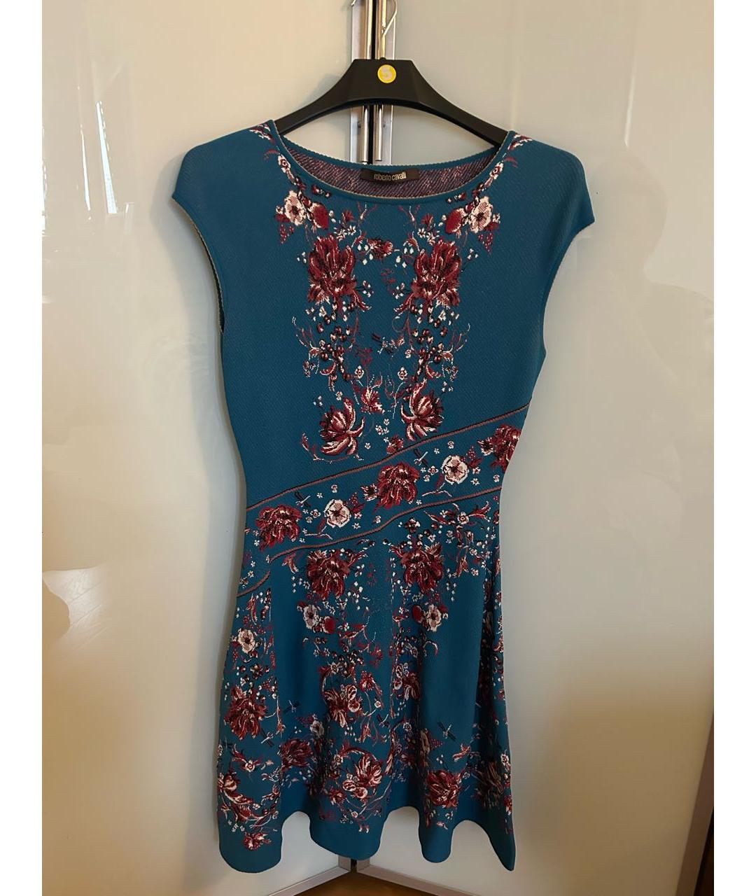 ROBERTO CAVALLI Синее вискозное коктейльное платье, фото 6