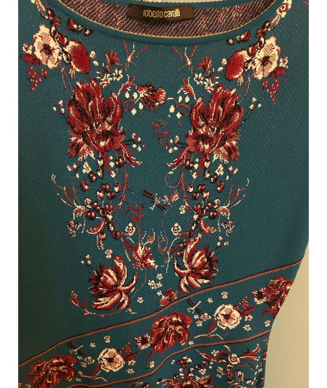 ROBERTO CAVALLI Синее вискозное коктейльное платье, фото 4