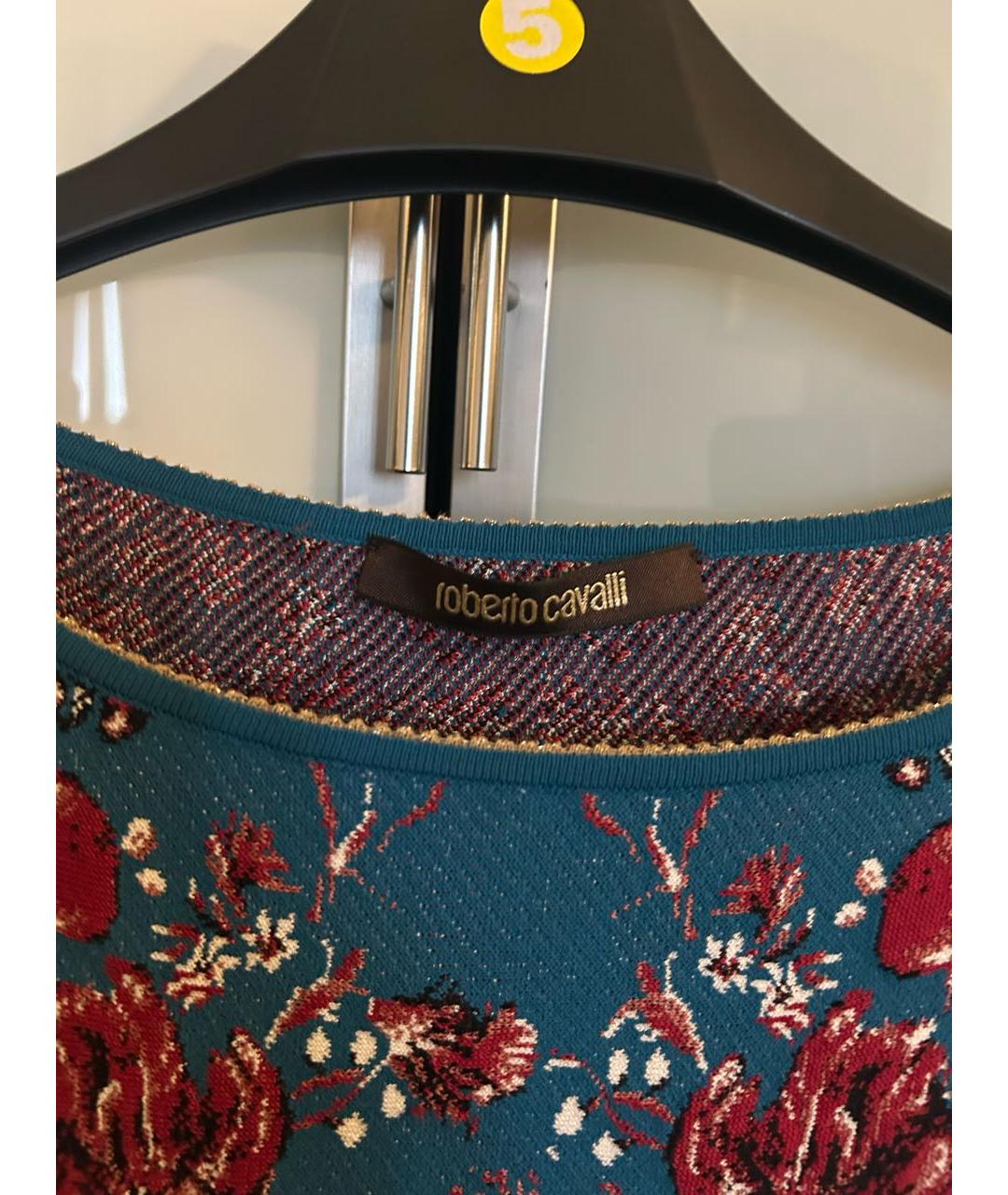ROBERTO CAVALLI Синее вискозное коктейльное платье, фото 3