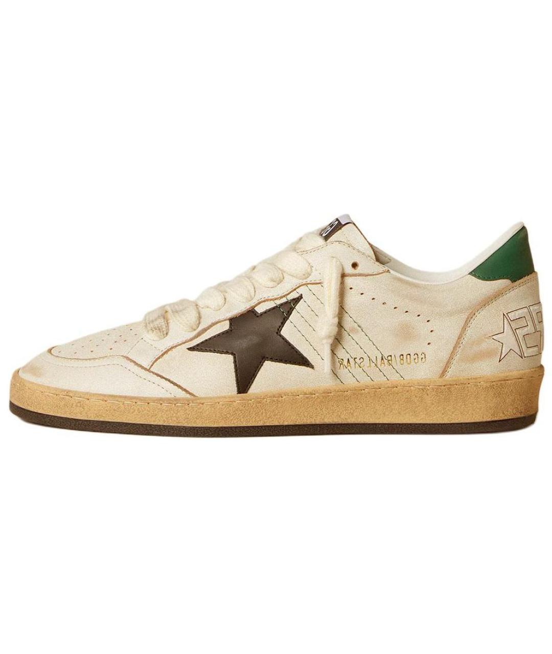 GOLDEN GOOSE DELUXE BRAND Бежевые кожаные низкие кроссовки / кеды, фото 2