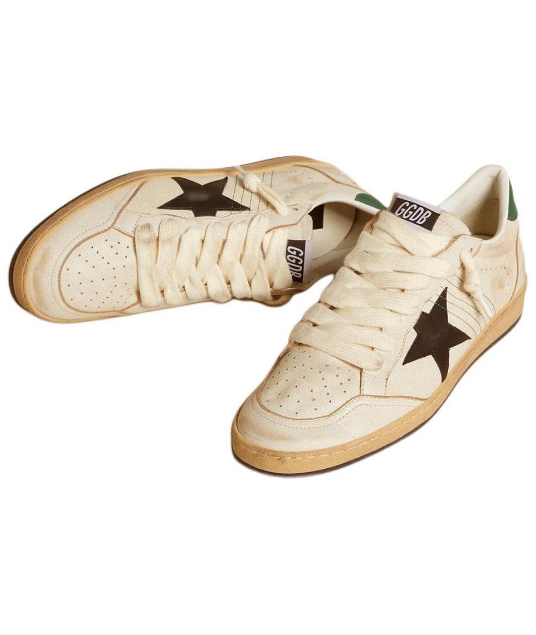 GOLDEN GOOSE DELUXE BRAND Бежевые кожаные низкие кроссовки / кеды, фото 3