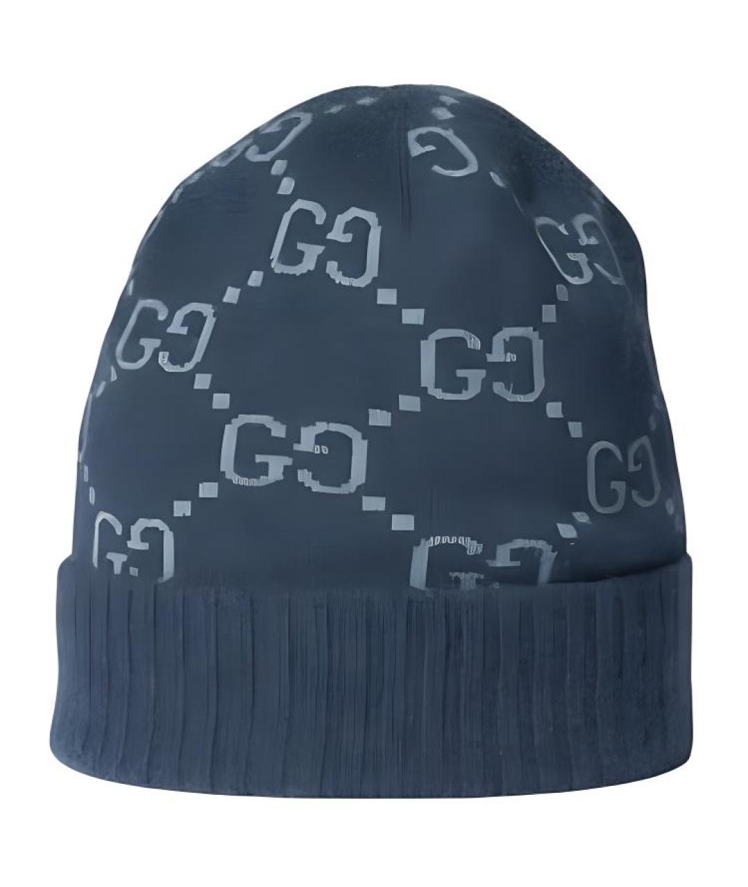 GUCCI Синяя кашемировая шапка, фото 1