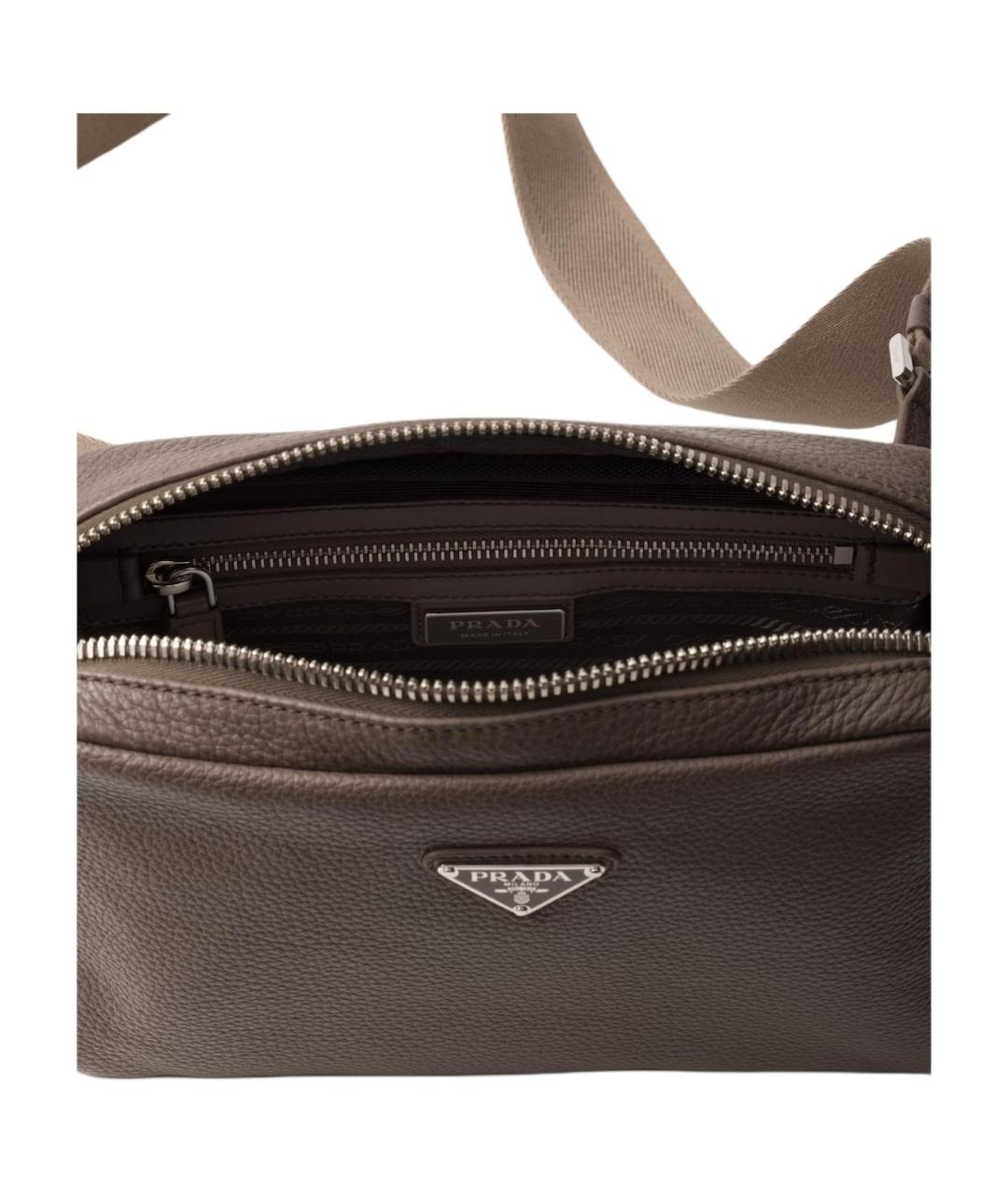 PRADA Коричневая кожаная сумка на плечо, фото 4