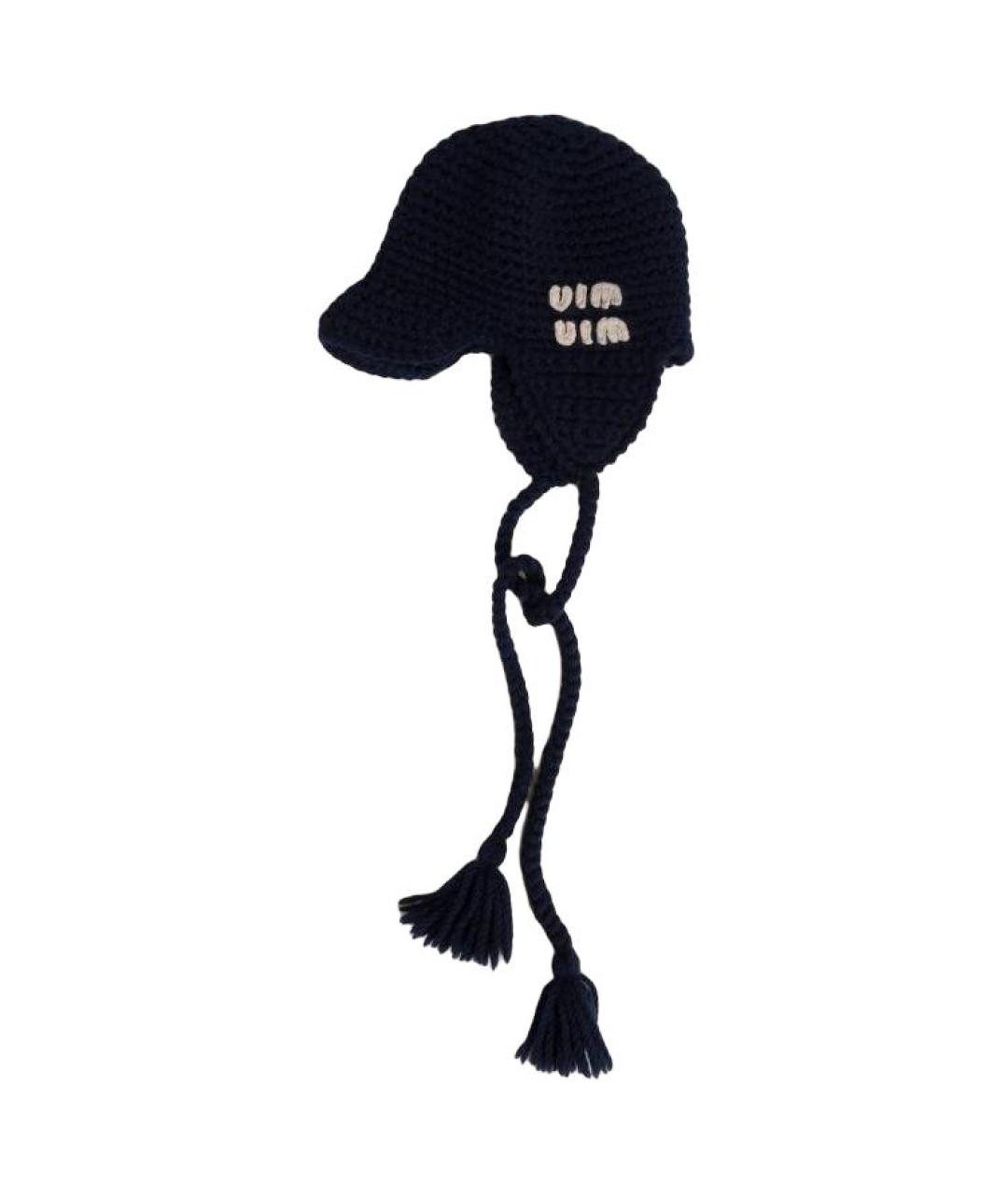 MIU MIU Черная шерстяная шапка, фото 1