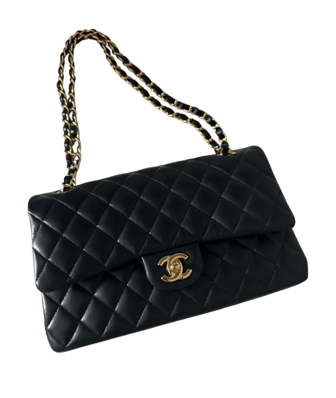 CHANEL Черная кожаная сумка с короткими ручками, фото 1