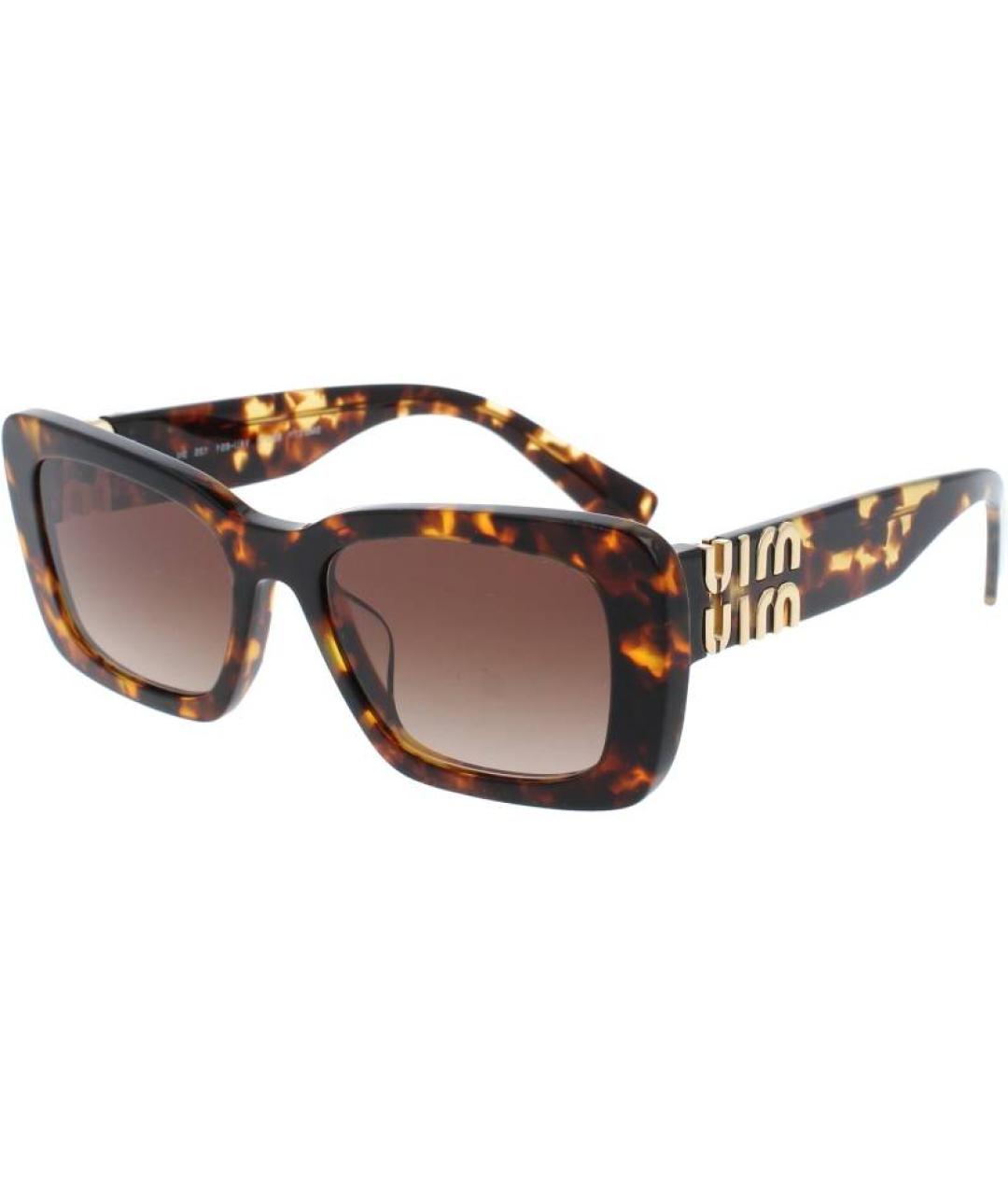 MIU MIU Коричневые пластиковые солнцезащитные очки, фото 1