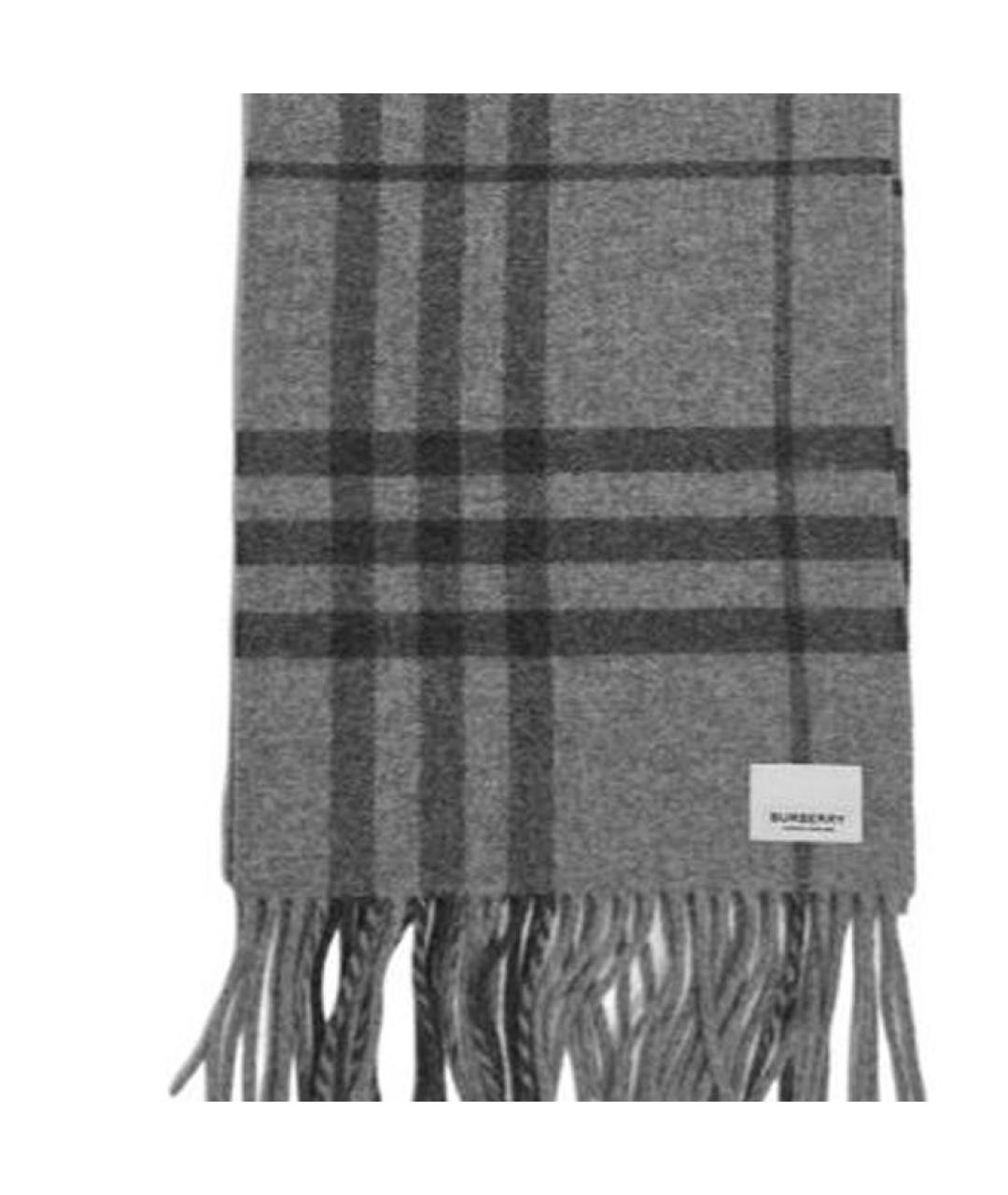 BURBERRY Серый шерстяной шарф, фото 3